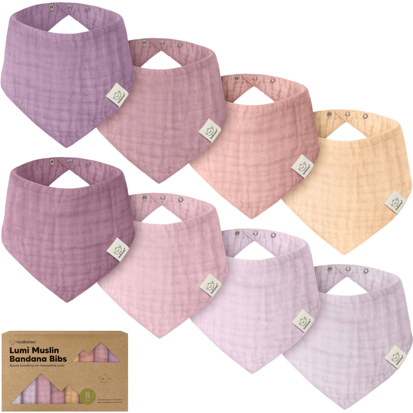 8pk Lumi Muslin Baby Bibs for Baby Boys, Baby Girls, Newborn