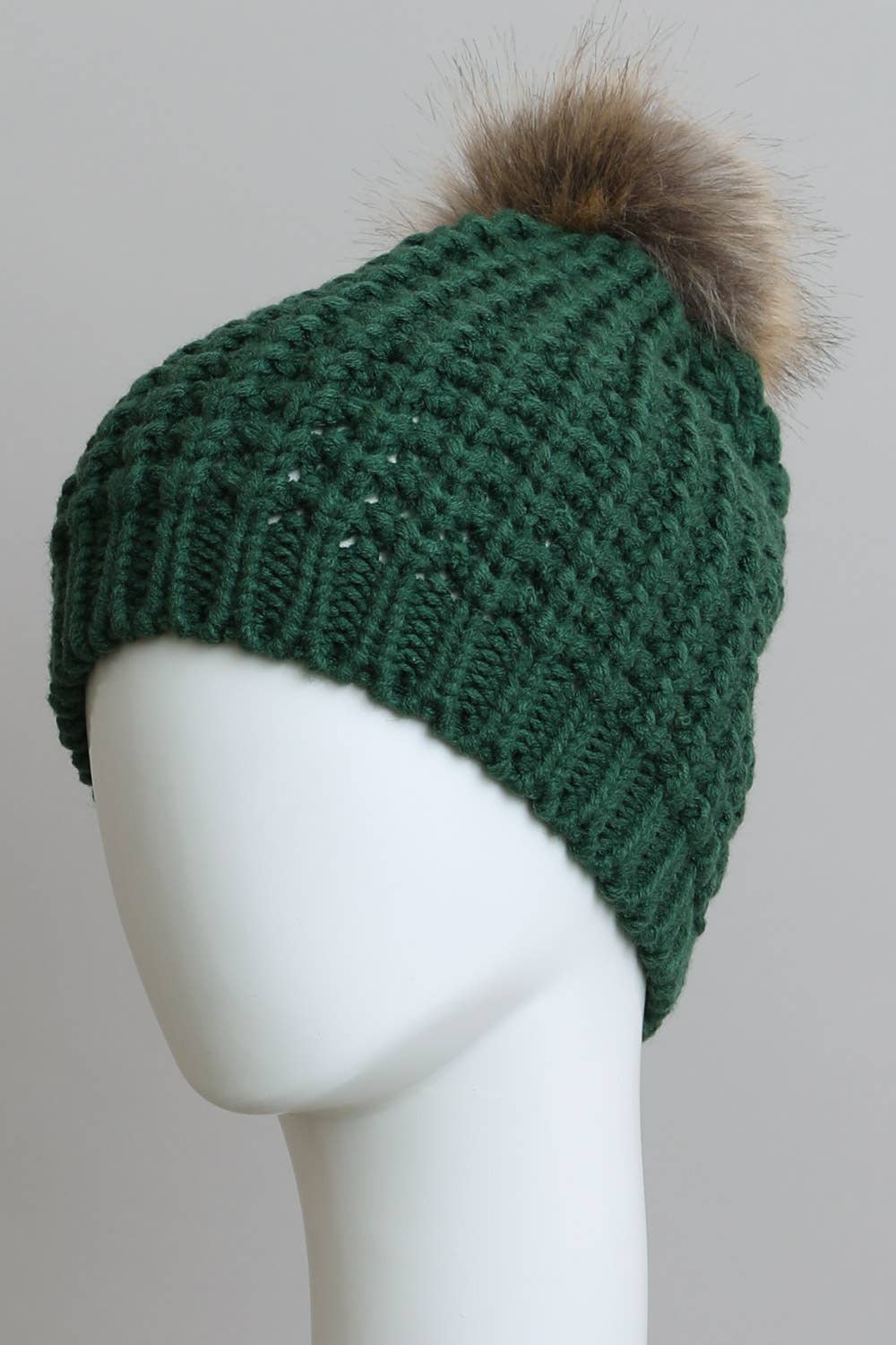 Textured Beanie With Pom Pom: Ivory