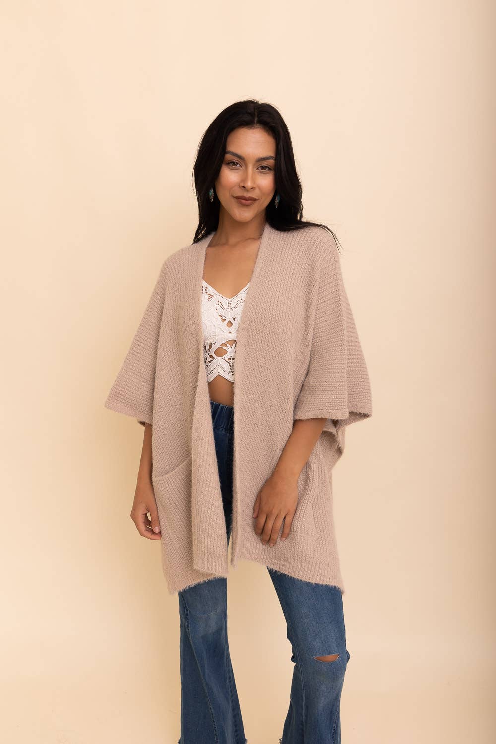 Leto Accessories - Chic Boucle Cozy Cardigan Poncho – Perfect for Fall & Winter