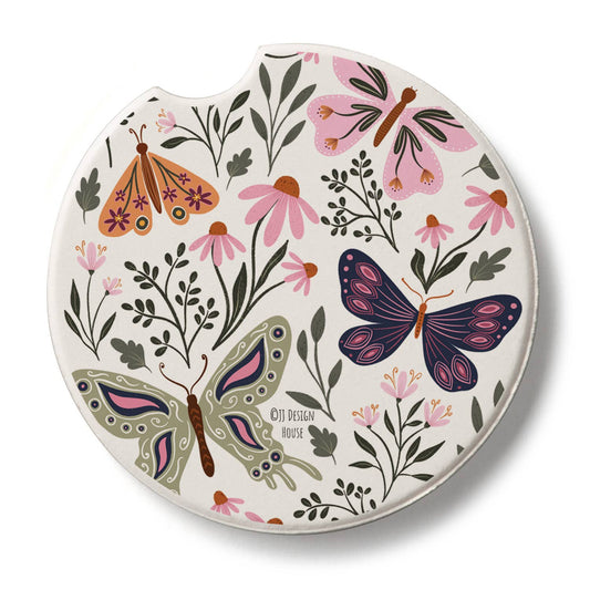 "Flutter Blooms" Stone Car Coaster  BULK NO PACKAGING