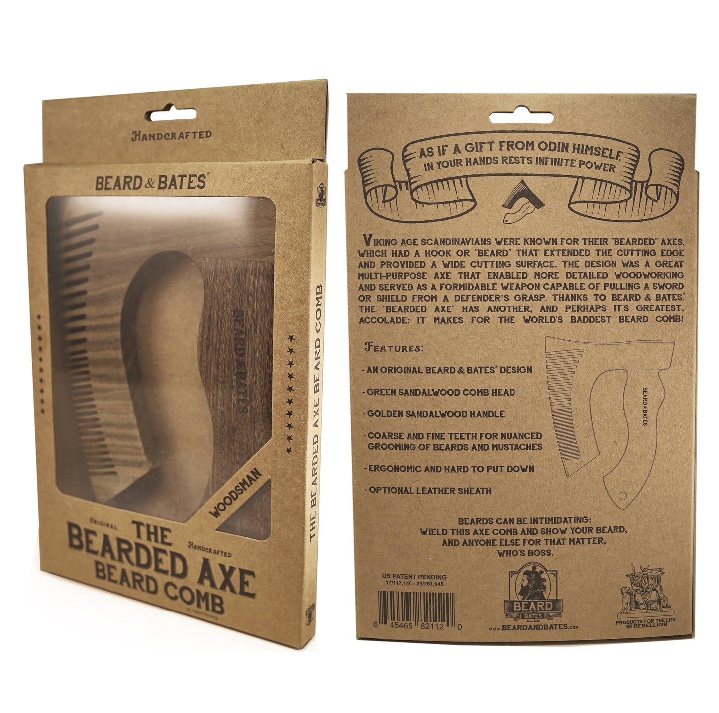 THE BEARDED AXE BEARD COMB - WOODSMAN