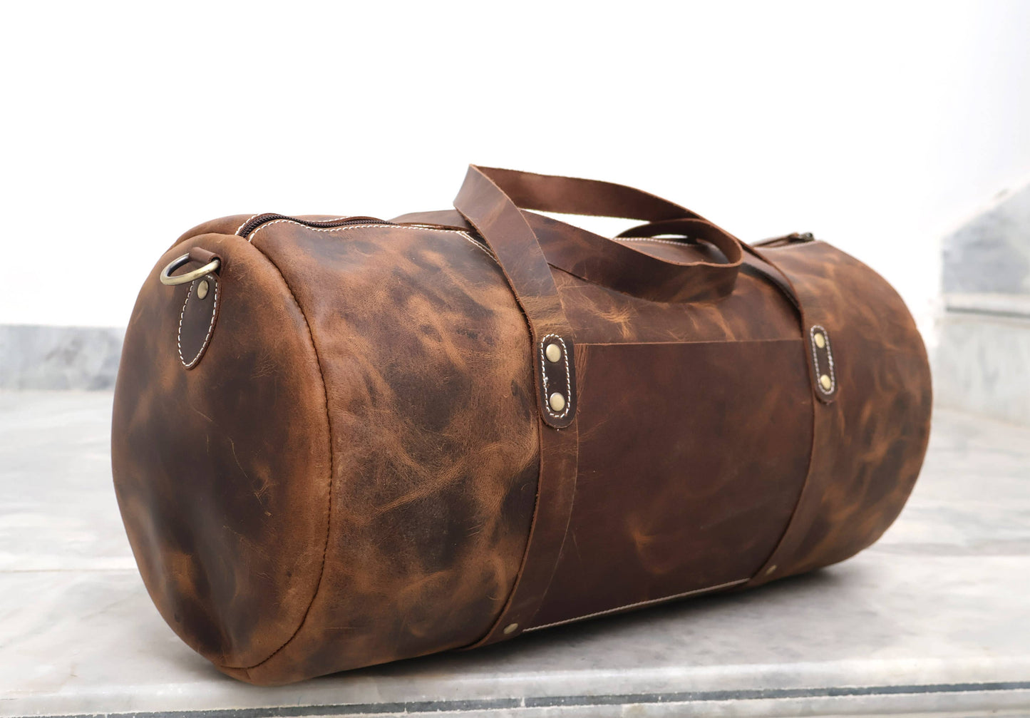 Leather Duffle Weekender Bag