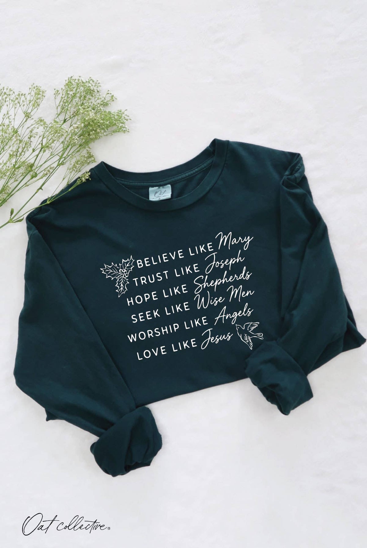 BELIEVE LIKE Mary Mineral Washed Long Sleeve Graphic