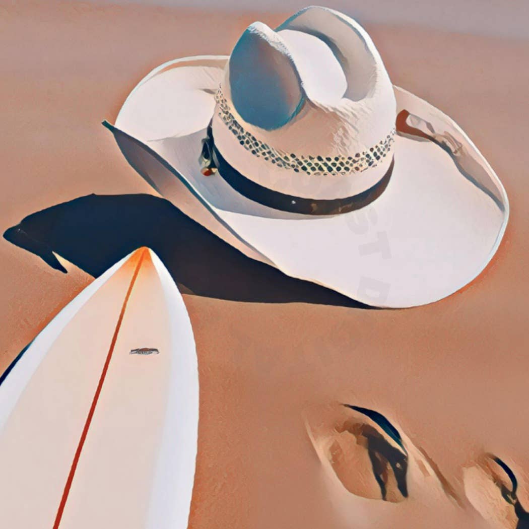 Surfs Up Cowgirl Newspaper Headline Wall Art Prints