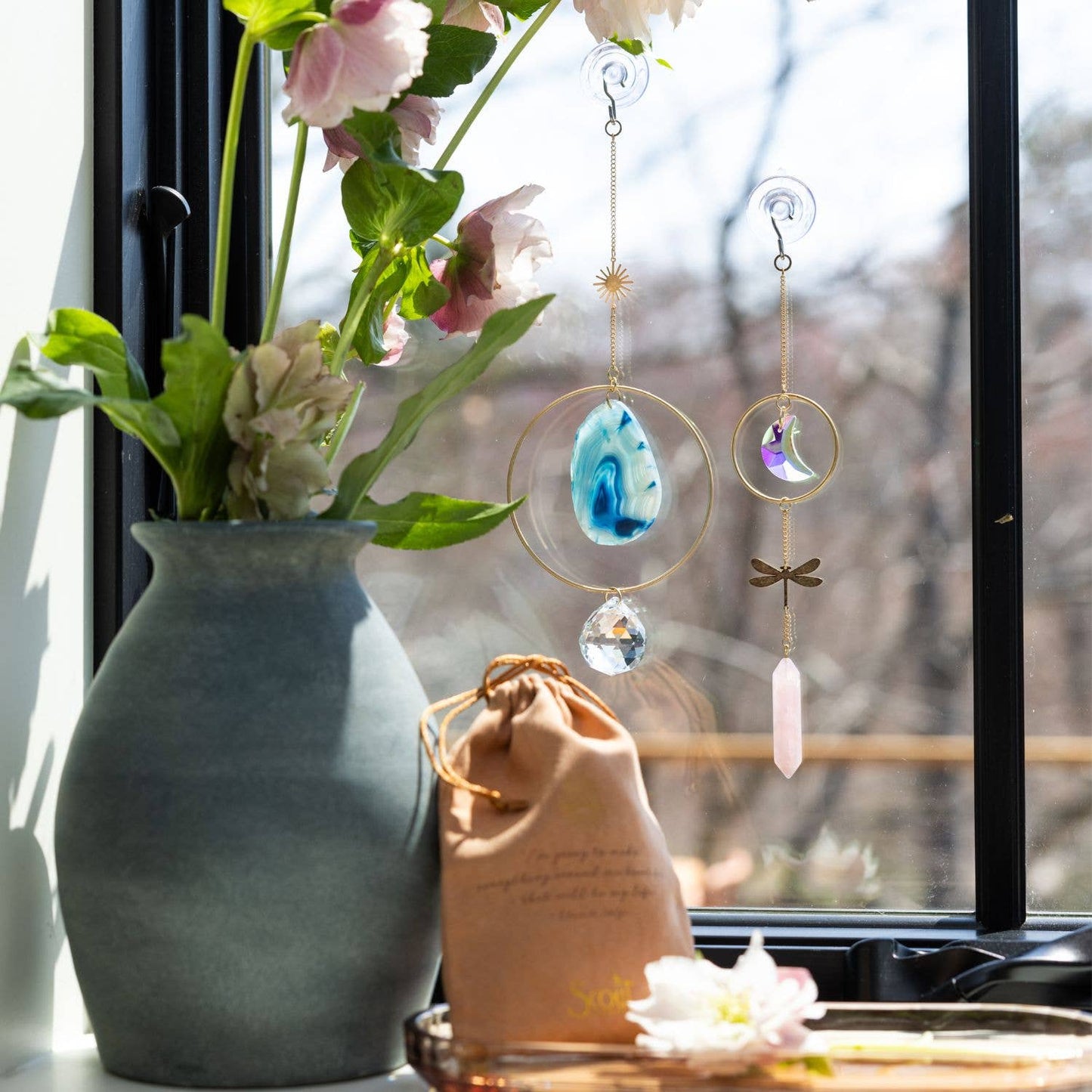 Stone Suncatcher - Hummingbird/Rainbow Stone