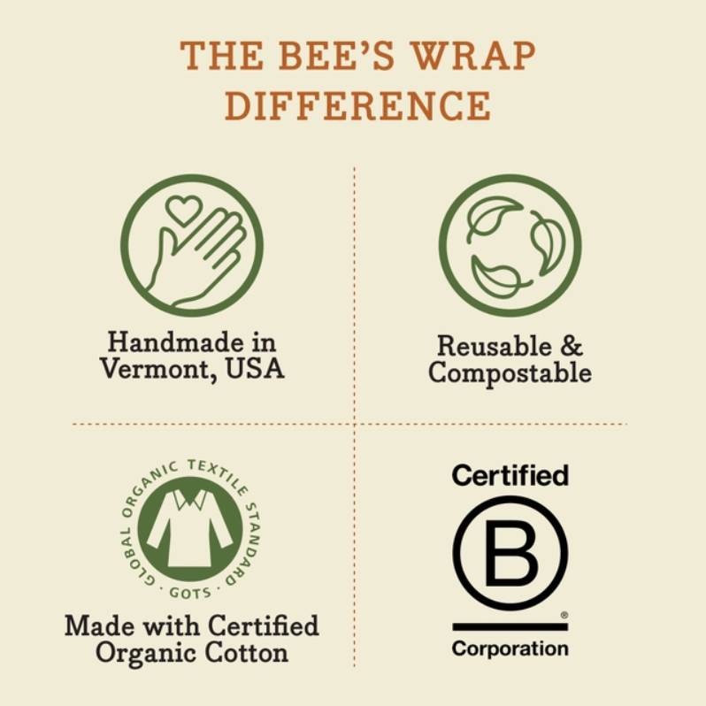 Bees Wrap Reusable Beeswax Wraps Lunch 3 Pack - Bees & Bears