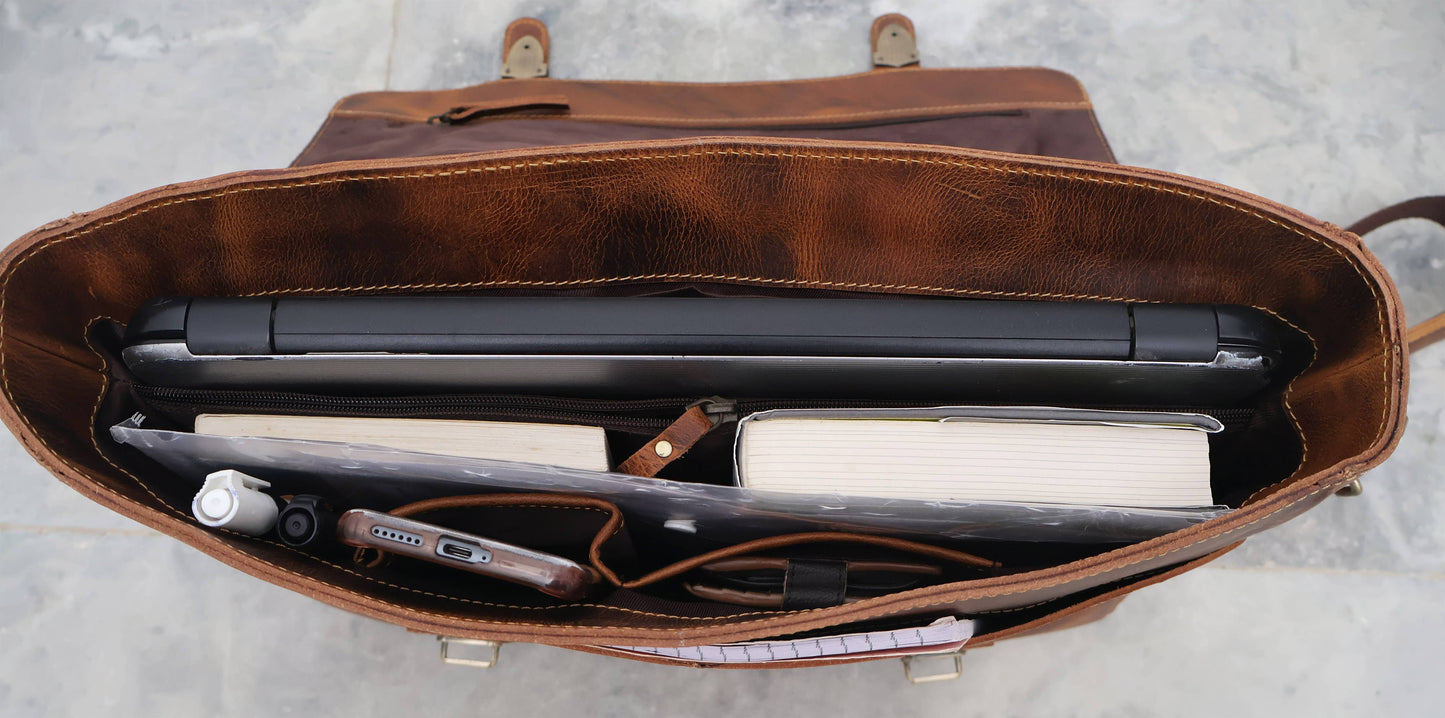 Buffalo Leather Vintage Messenger Bag