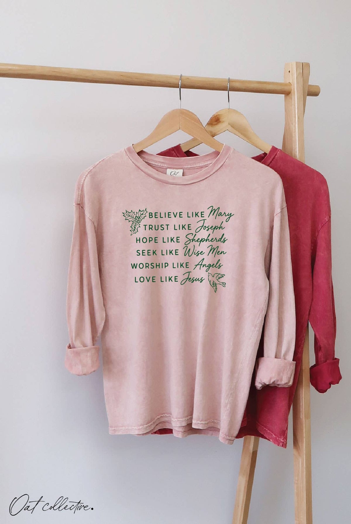 BELIEVE LIKE Mary Mineral Washed Long Sleeve Graphic