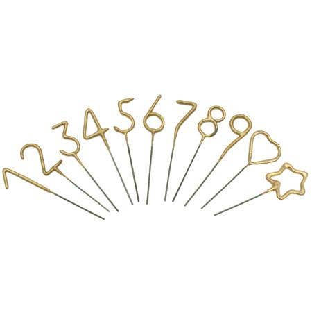 Mini 4" Gold Number + Shape Sparkler Wand