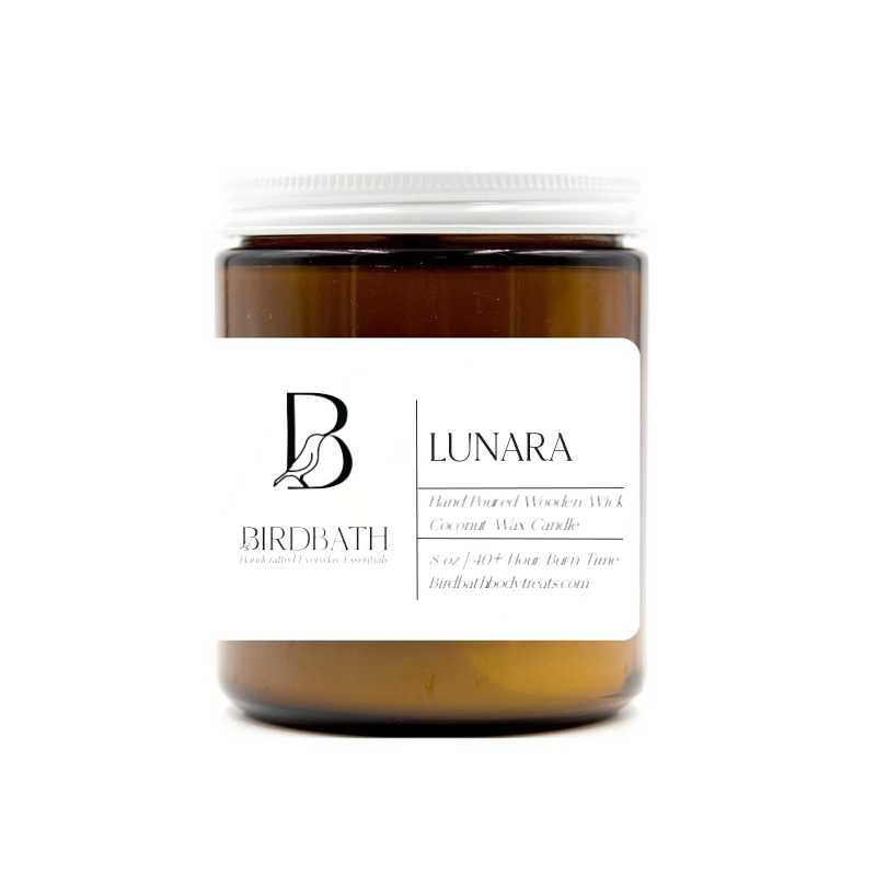 Lunara Coconut Wax Candle With Wooden Wick- 8 oz