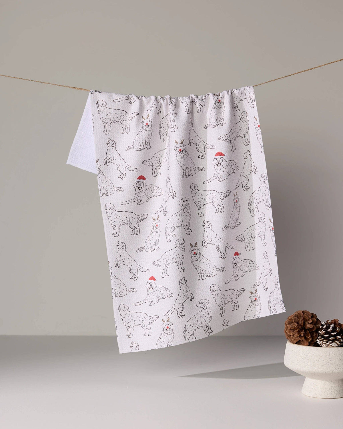 Festive Goldens Tea Towel - Holiday 2026