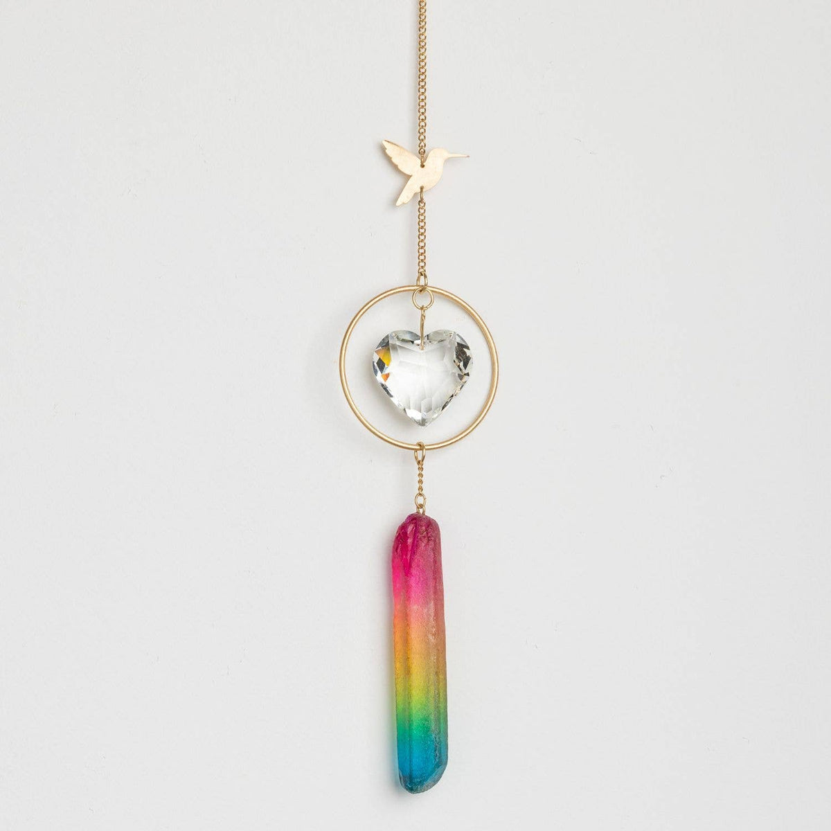 Stone Suncatcher - Hummingbird/Rainbow Stone