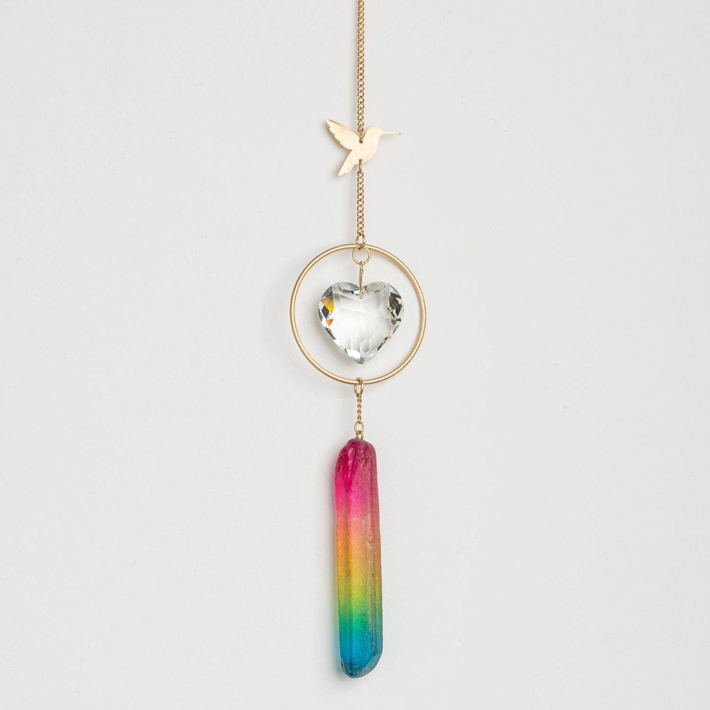 Stone Suncatcher - Hummingbird/Rainbow Stone