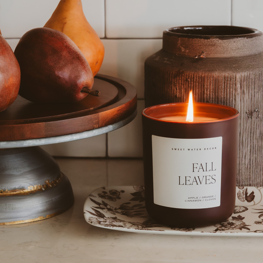 Sweet Water Decor - *NEW* Fall Leaves 15 oz Candle, Matte Jar - Fall Decor