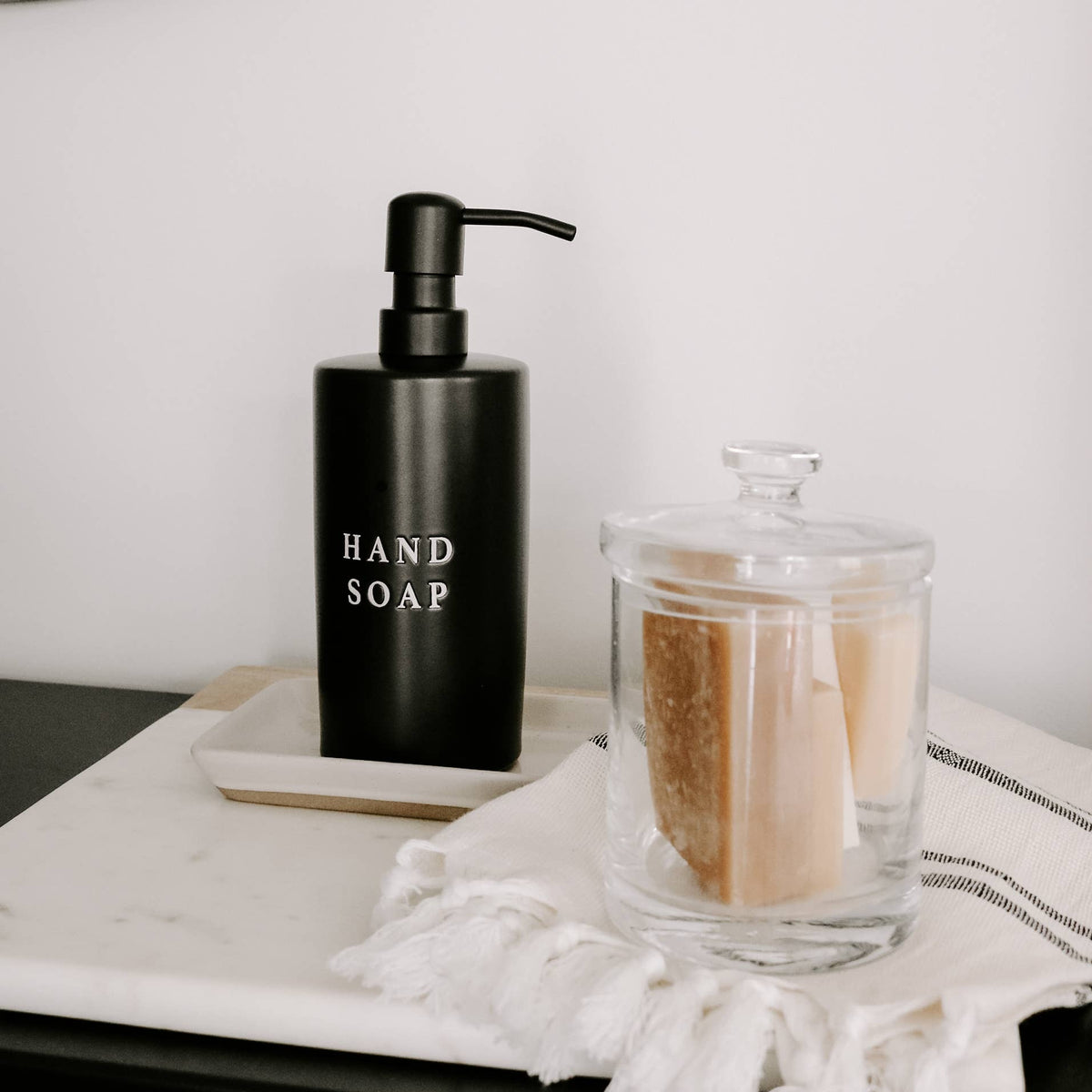 15oz Black Stoneware Hand Soap Dispenser- Home Decor & Gifts
