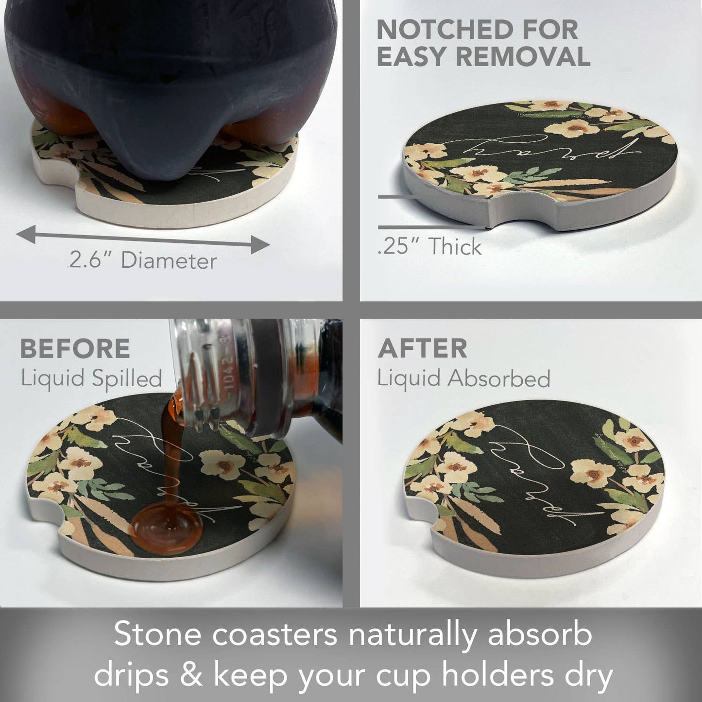 "Pray" Single Packaged Stone Car Coaster