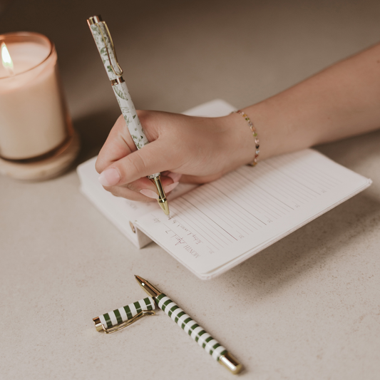 Sweet Water Decor - Green Floral Metal Pen Set - Home Decor & Gifts