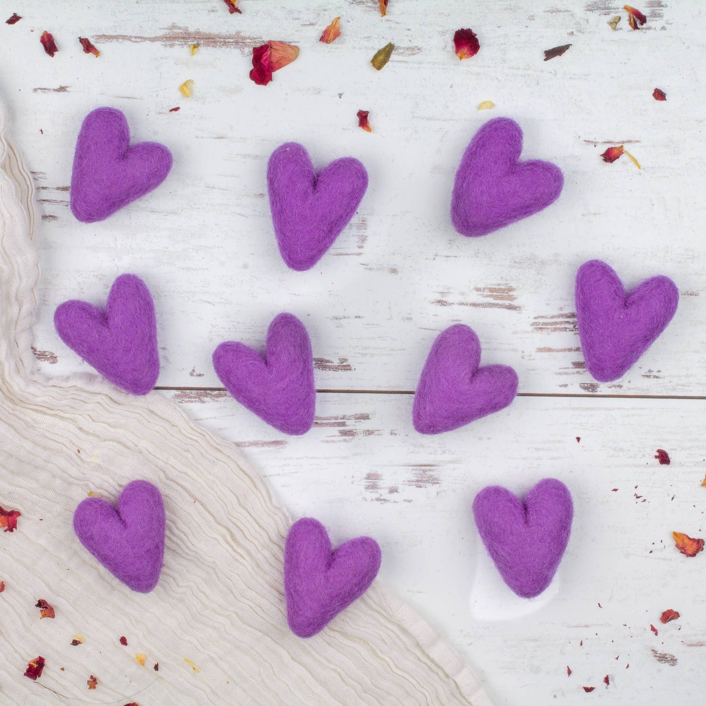 Purple Wool Felt Hearts Valentine Eco Fresheners BULK