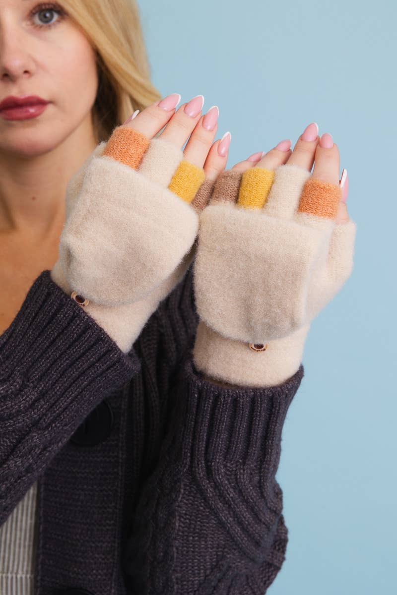 Leto Accessories - Rainbow Tip Convertible Gloves - Cute Winter Accessory