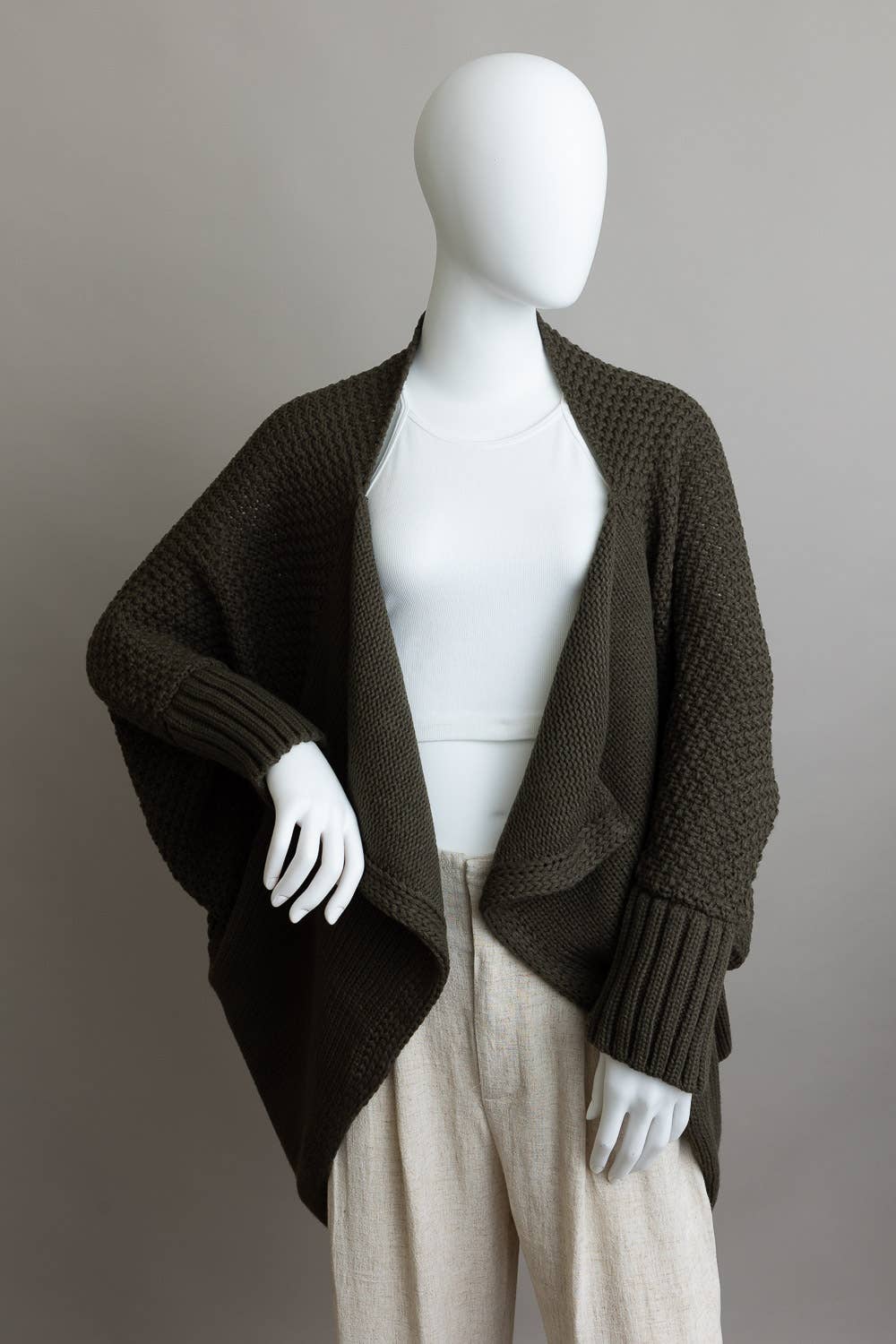 Bestselling! Bat Sleeve Knit Cardigan: Gray