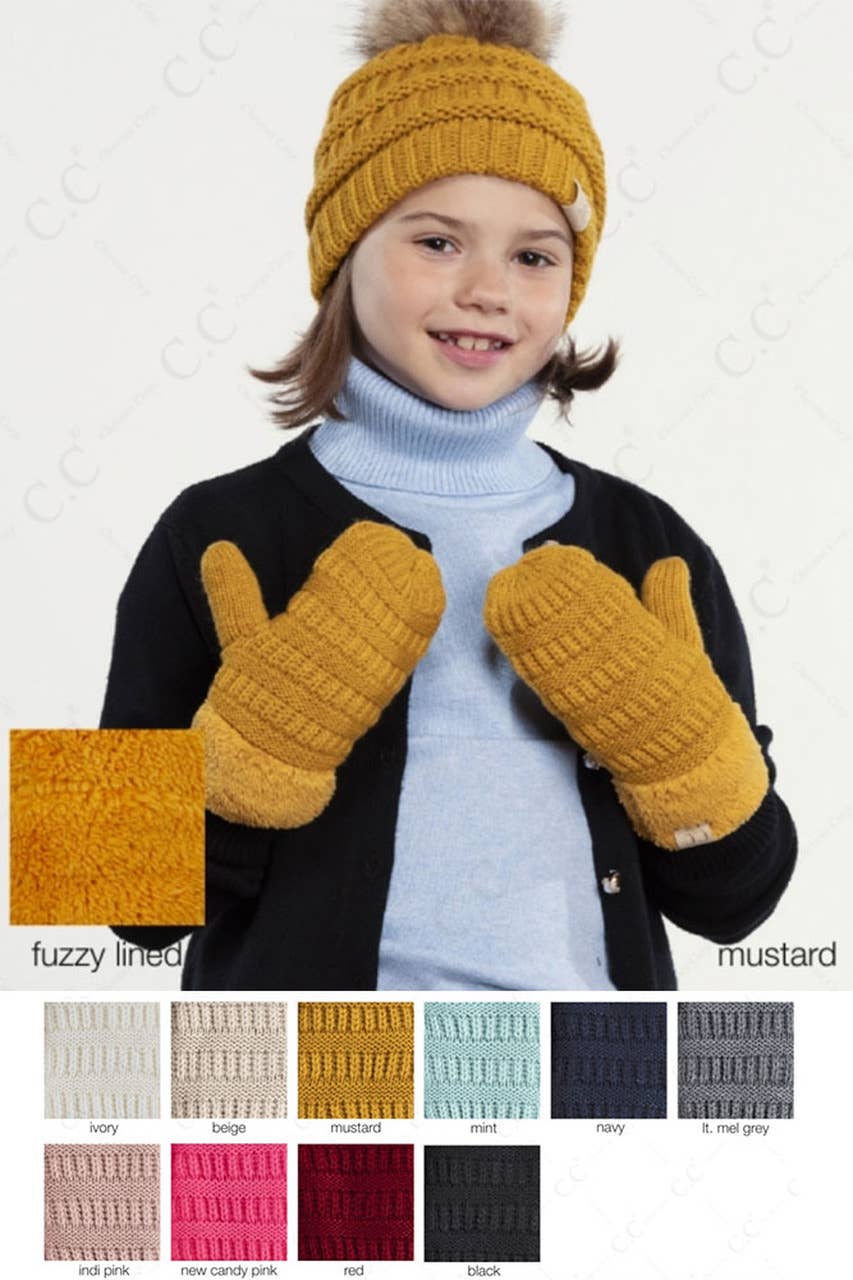 C.C Kids solid Knitted mitten