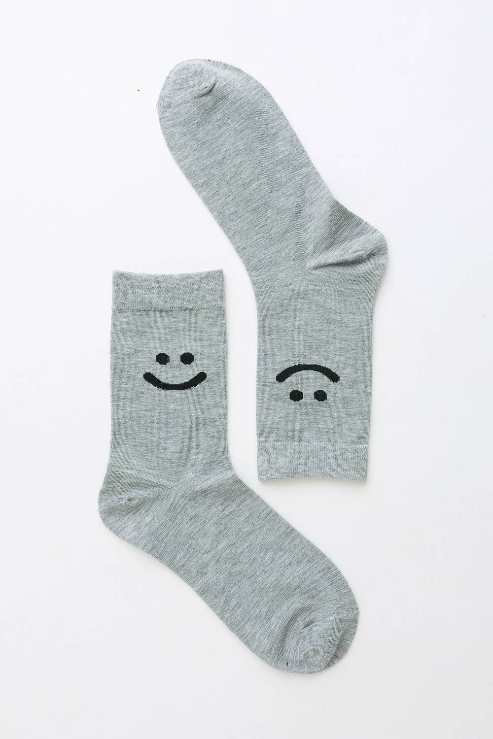 Smiley Face Crew Socks: Black