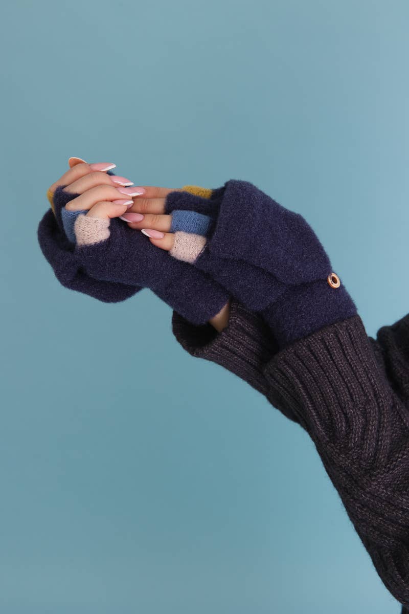 Leto Accessories - Rainbow Tip Convertible Gloves - Cute Winter Accessory