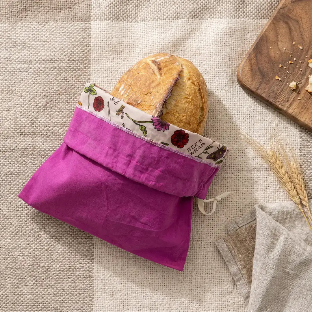 Bees Wrap Reusable Beeswax Lined Artisan Bread Bag - Magenta