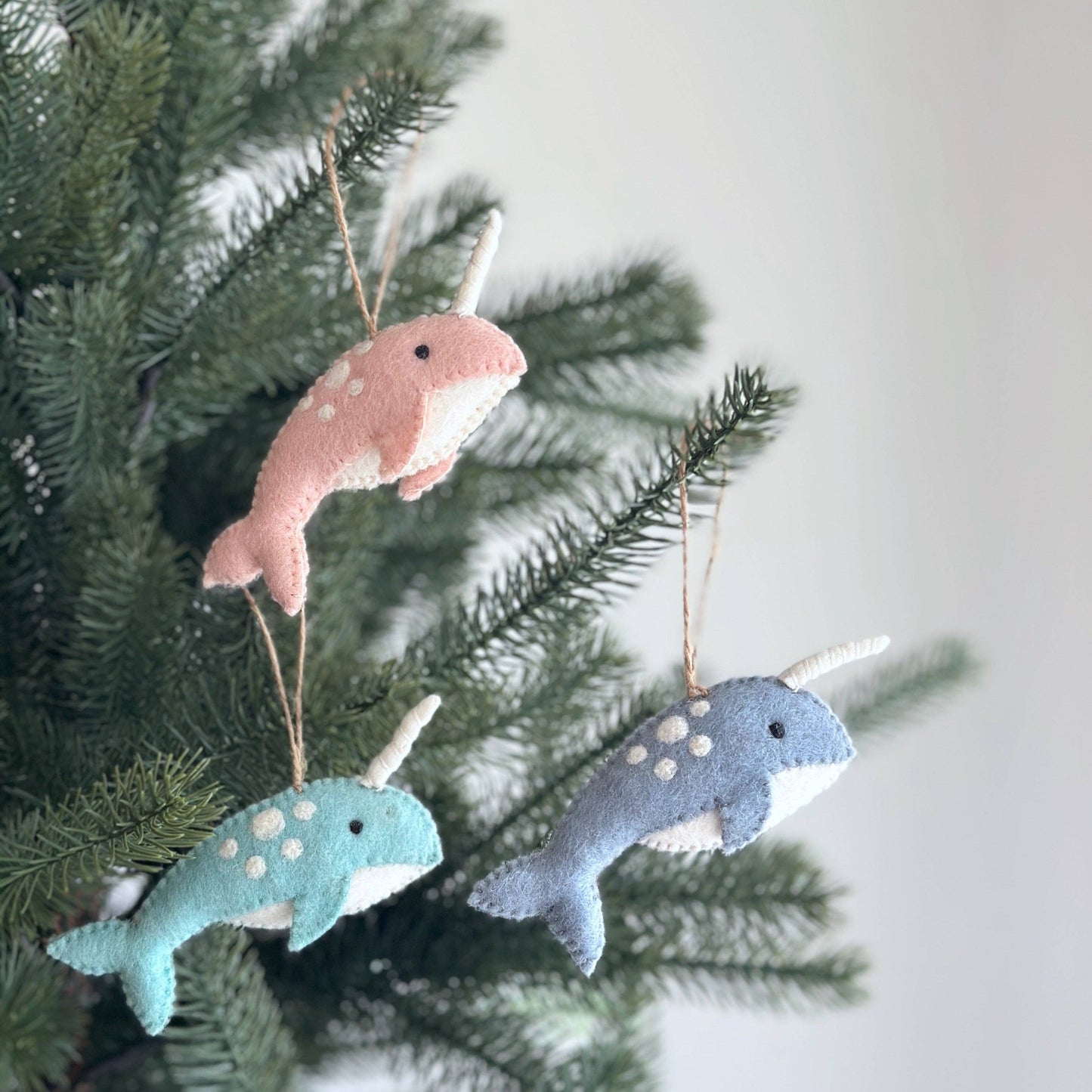 Felt Narwhal Ornament - Set of 3