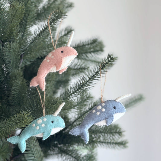 Felt Narwhal Ornament - Set of 3