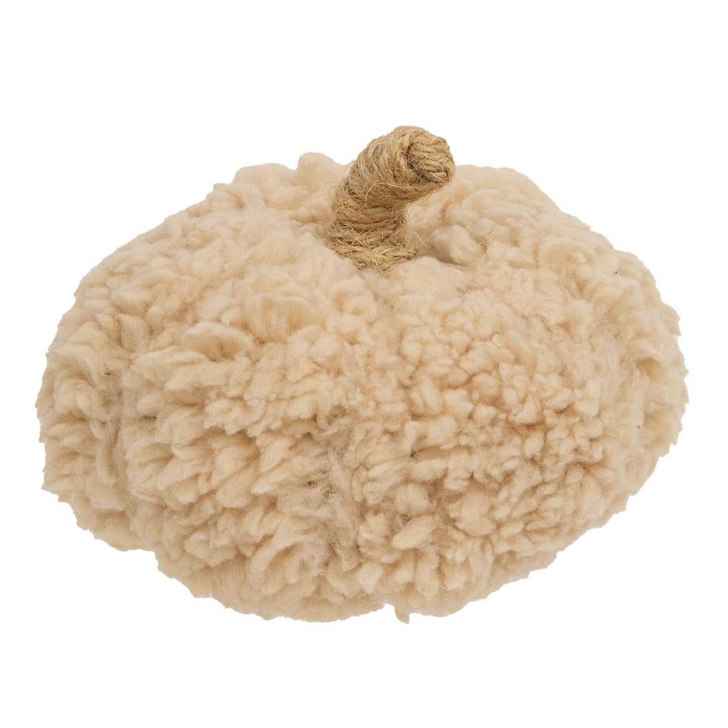 Col House Designs - Ivory Sherpa Pumpkin w/Jute Stem, Small