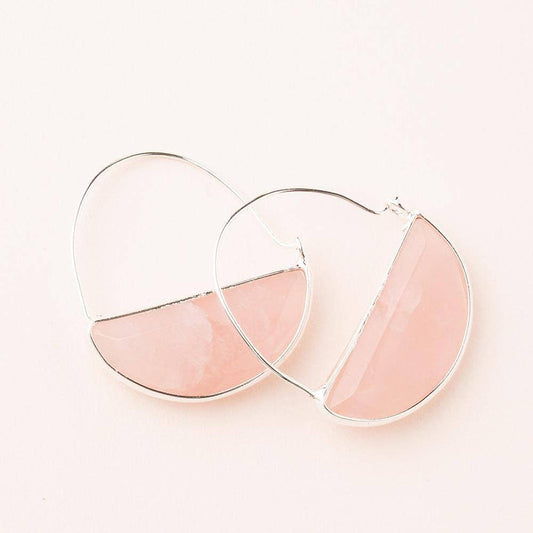 Scout Curated Wears - Stone Prism Hoop - Rose Quartz/Silver