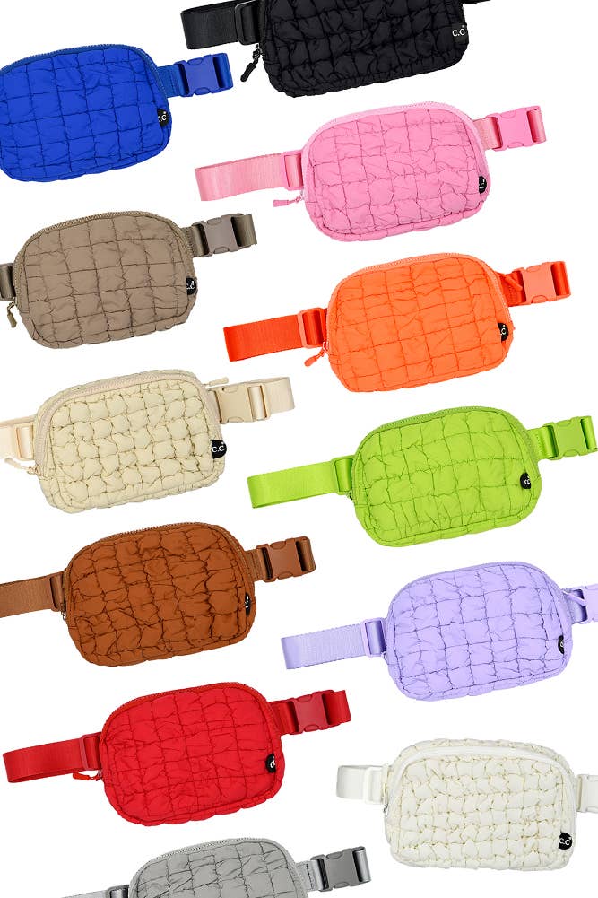 C.C Quilted Puffer Fanny Pack: Sage