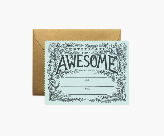 Certificate of Awesome