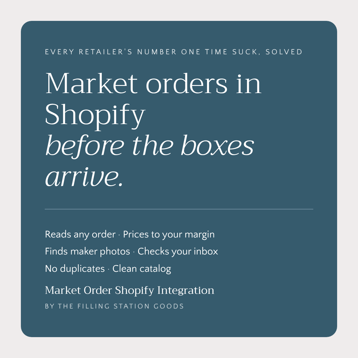 Market Order Shopify Integration: market orders in Shopify before the boxes arrive