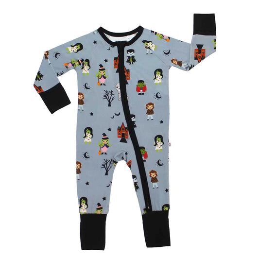 Monster Mash Halloween Bamboo Baby Convertible Footie Pajamas