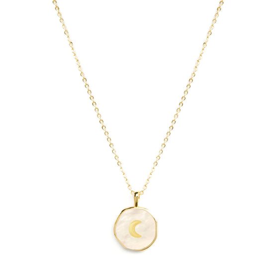 Shell with Inset Moon Pendant Necklace