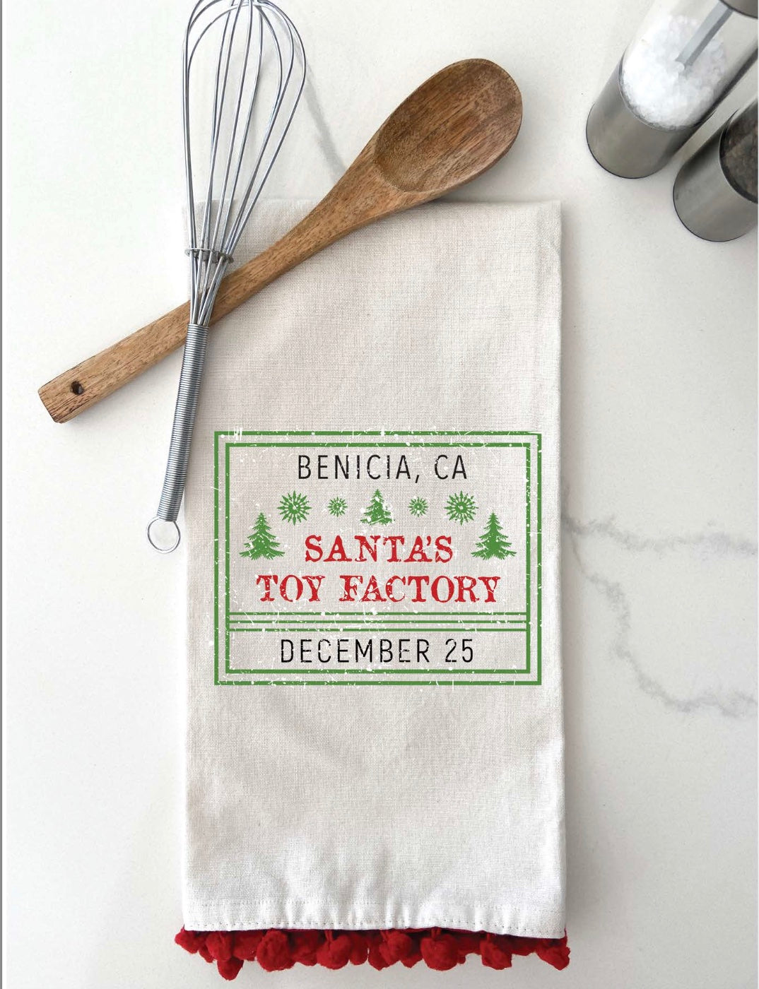 Santa's Postage Stamp Benicia | Tea Towel
