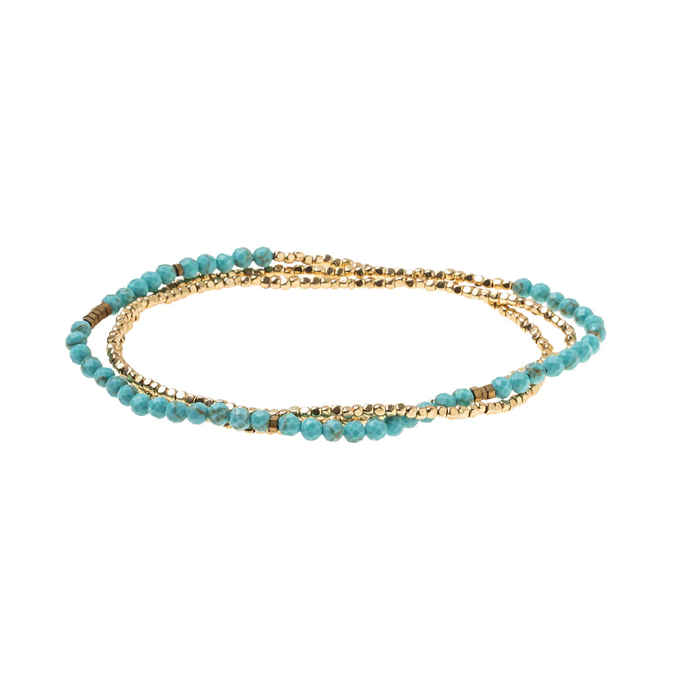 Delicate Stone Bracelet+Necklace | Turquoise + Gold