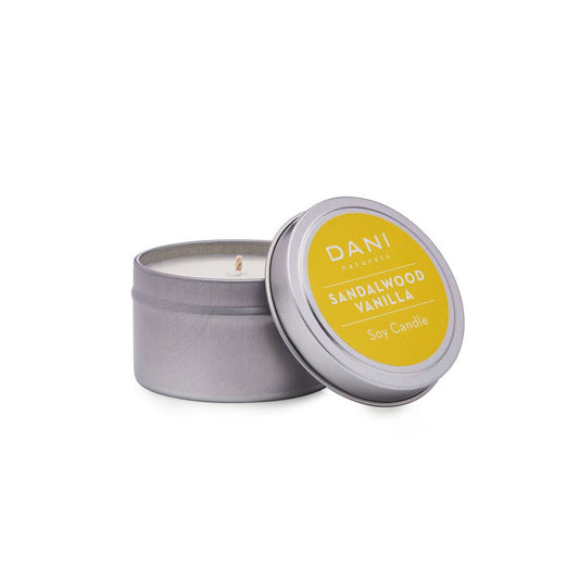 DANI Naturals - 2oz Sandalwood Vanilla Travel Candle Tin