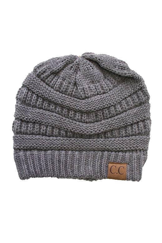 C.C Ribbed Kit Solid Color Beanie: Light Melange Gray