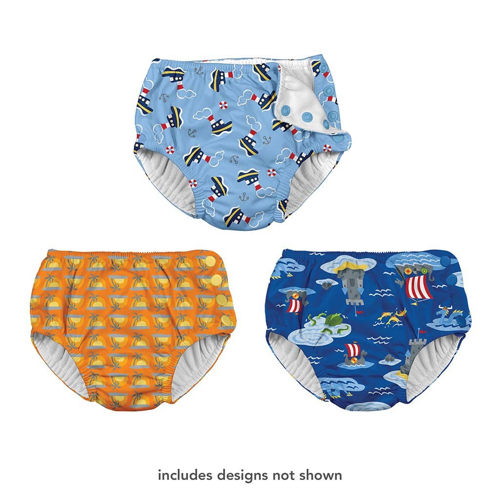 Boys Print Snap Reusable Swim Diaper (Multiples of