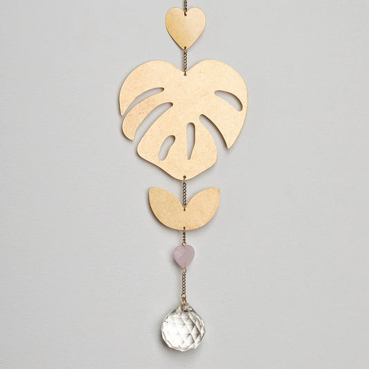 Suncatcher | Monstera Leaf + Rose Quartz