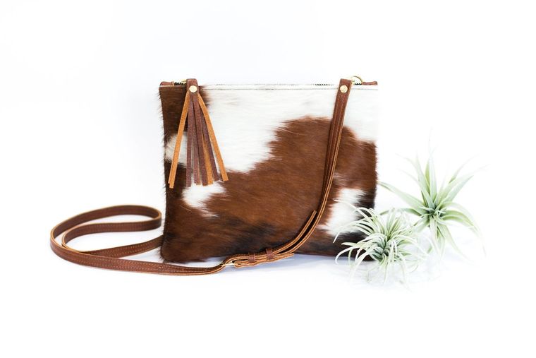 Caroline Crossbody Brown & White Hide Bag