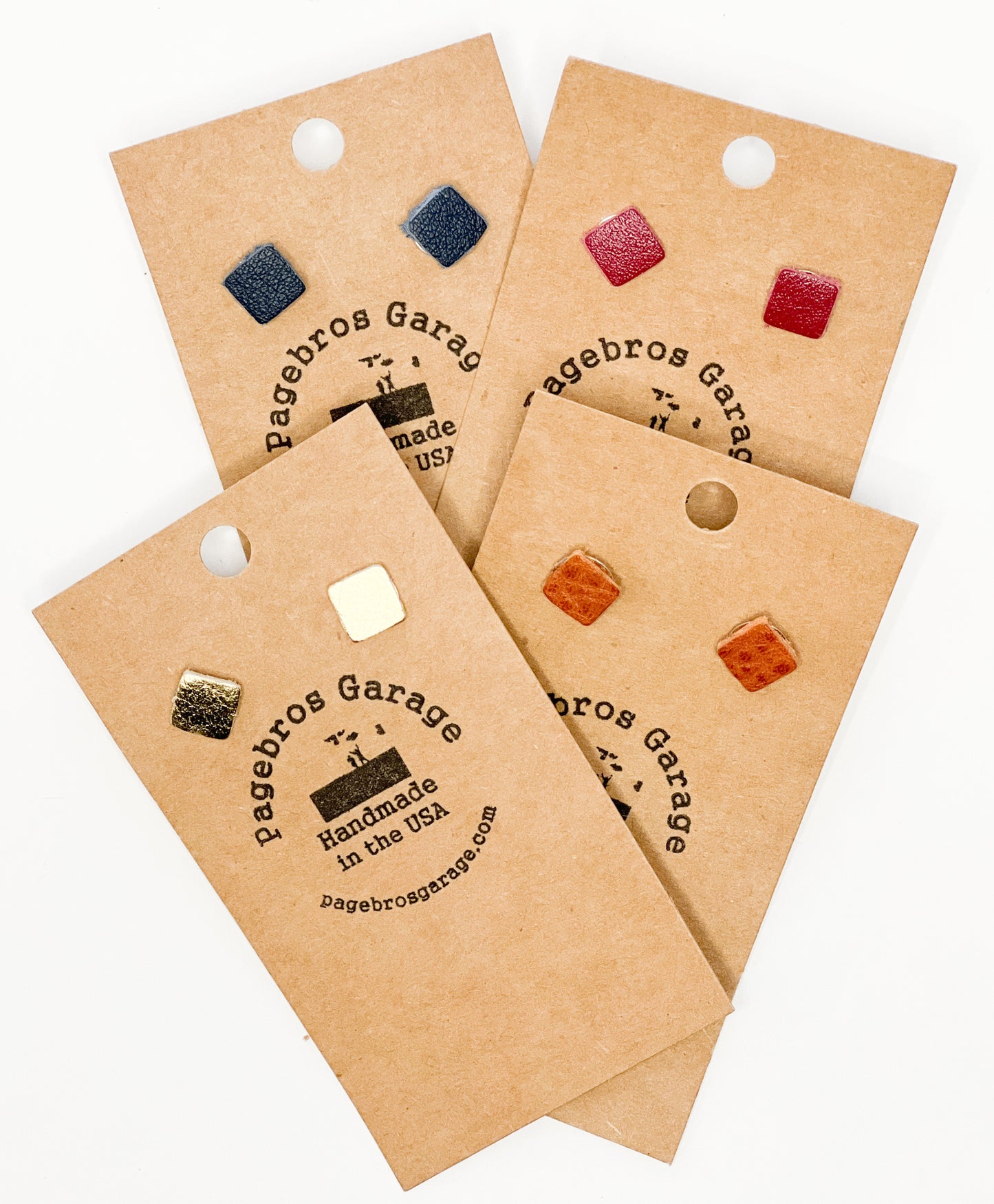 Leather Stud Earrings | Square (multiple colors)