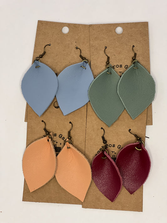 Leather Leaf Earrings (multiple color)