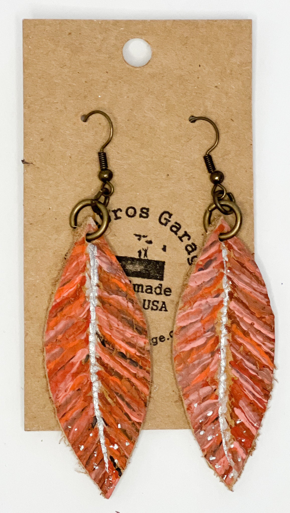 Leather Hand-Painted Feather Earrings (multiple colors)