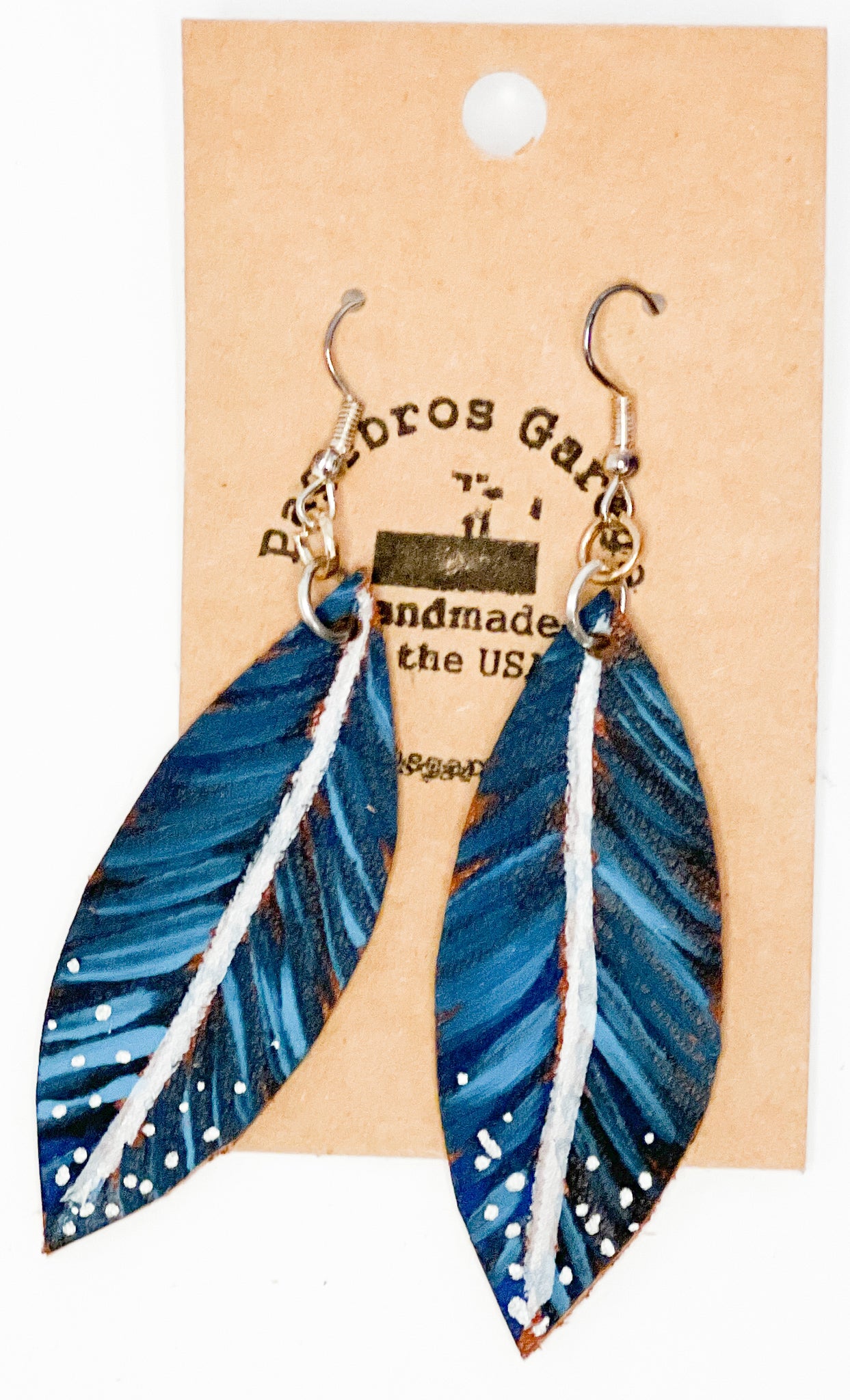 Leather Hand-Painted Feather Earrings (multiple colors)