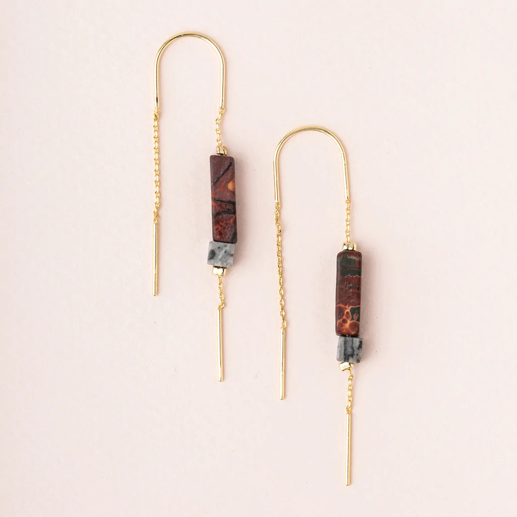 Stone Meteaor Thread/Jacket Earring | Dalmatian Jasper