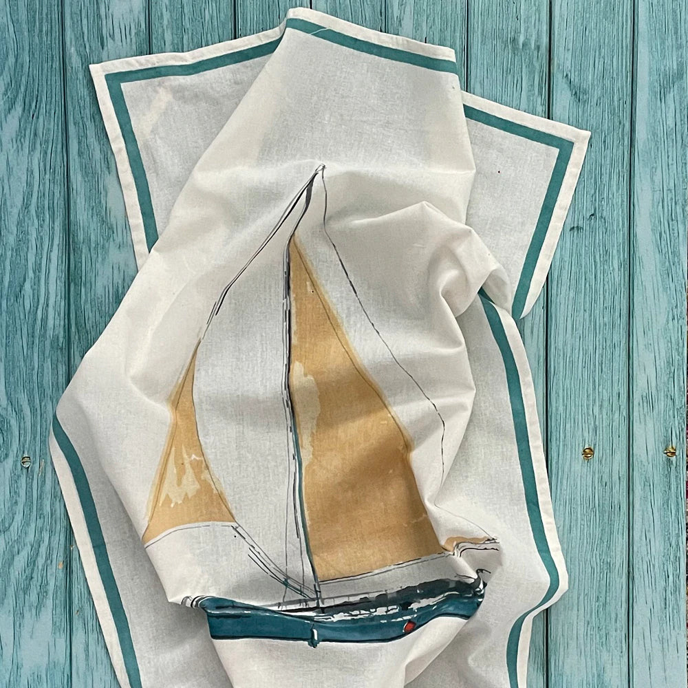 Sailboat Flour Sack Tea Towel